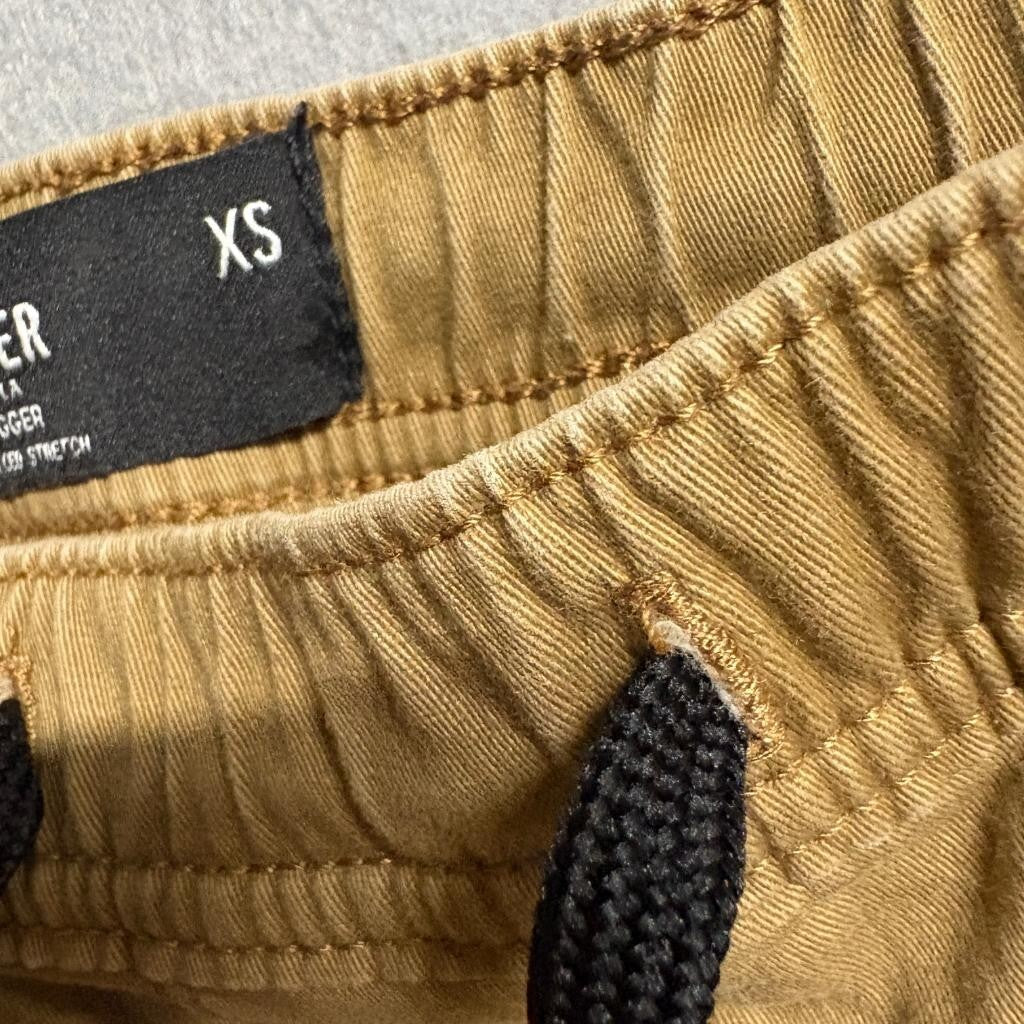 Hollister Skinny Jogger Pants Mens XS Brown Khaki Advanced Stretch Drawstring