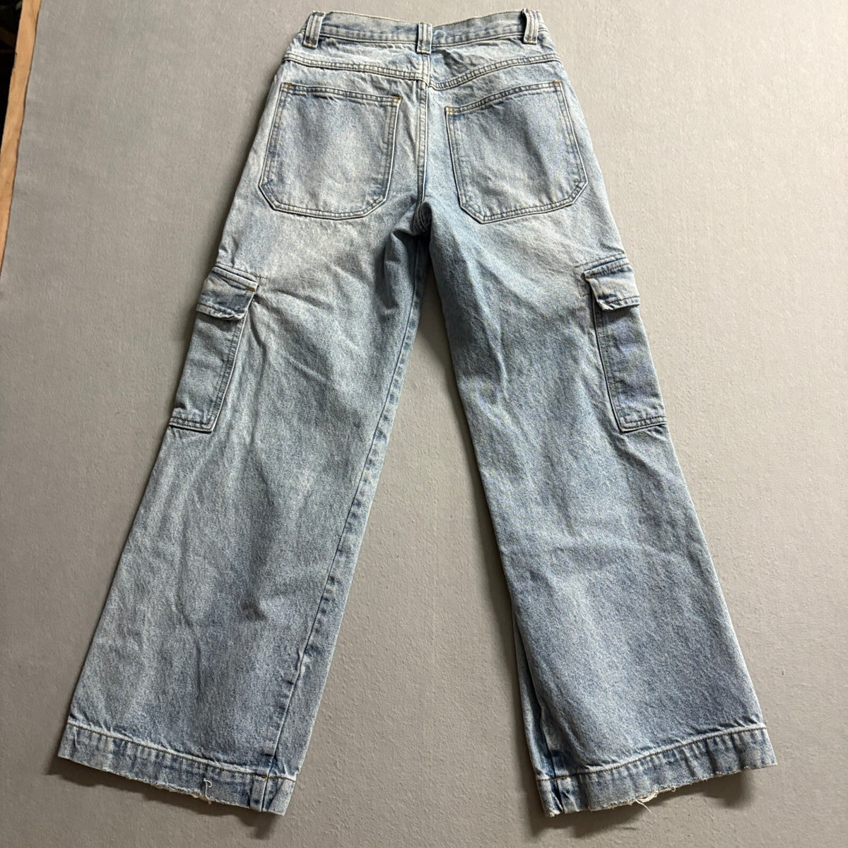 J Galt Brandy Melville Cargo Jeans Womens Size S Light Wash Wide Leg High Rise