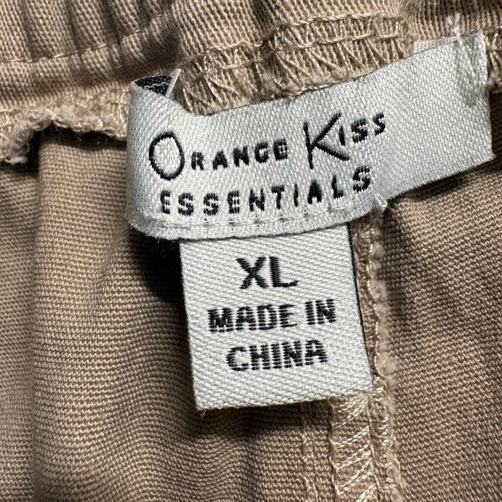 Orange Kiss Essentials Cargo Pants Womens XL Brown Cotton Stretch Wide Leg
