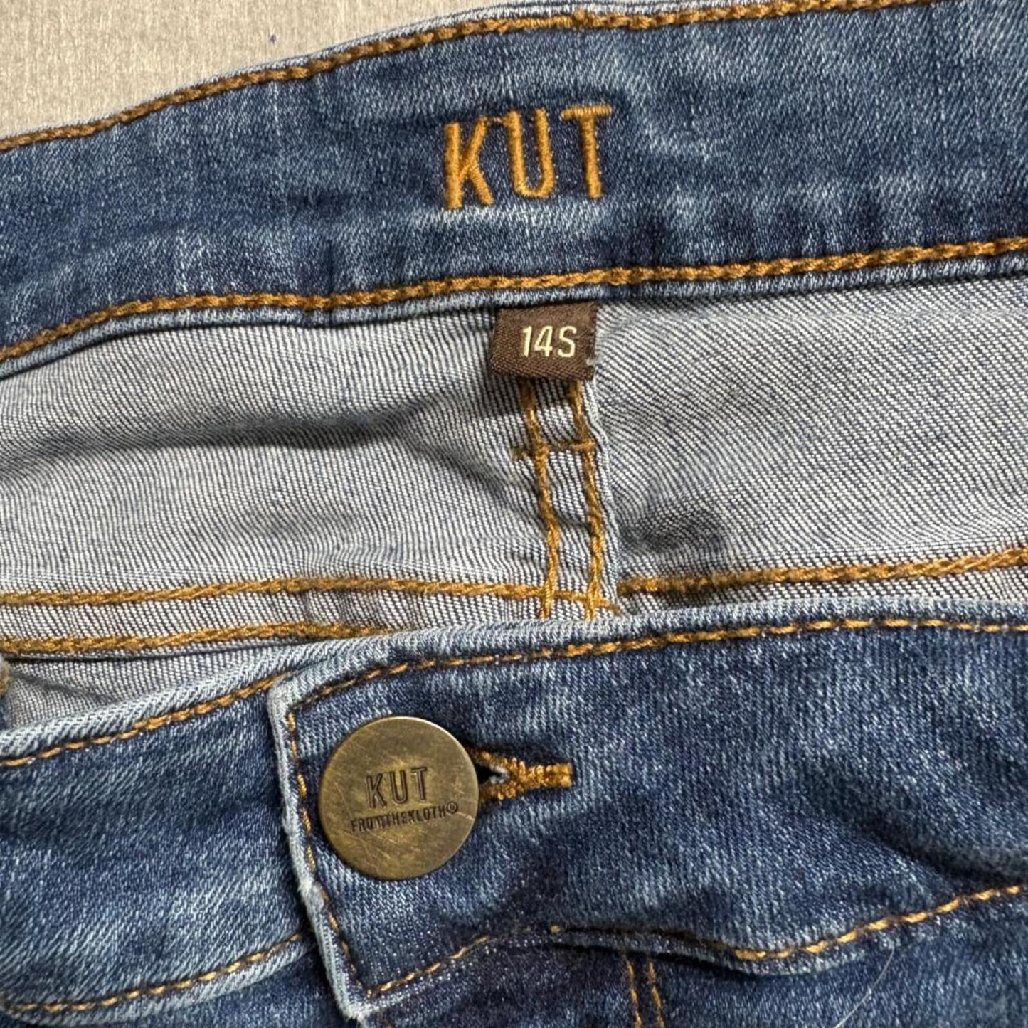 Kut from the Kloth Baby Bootcut Jeans Womens 14S Blue Denim Stretch Flawed