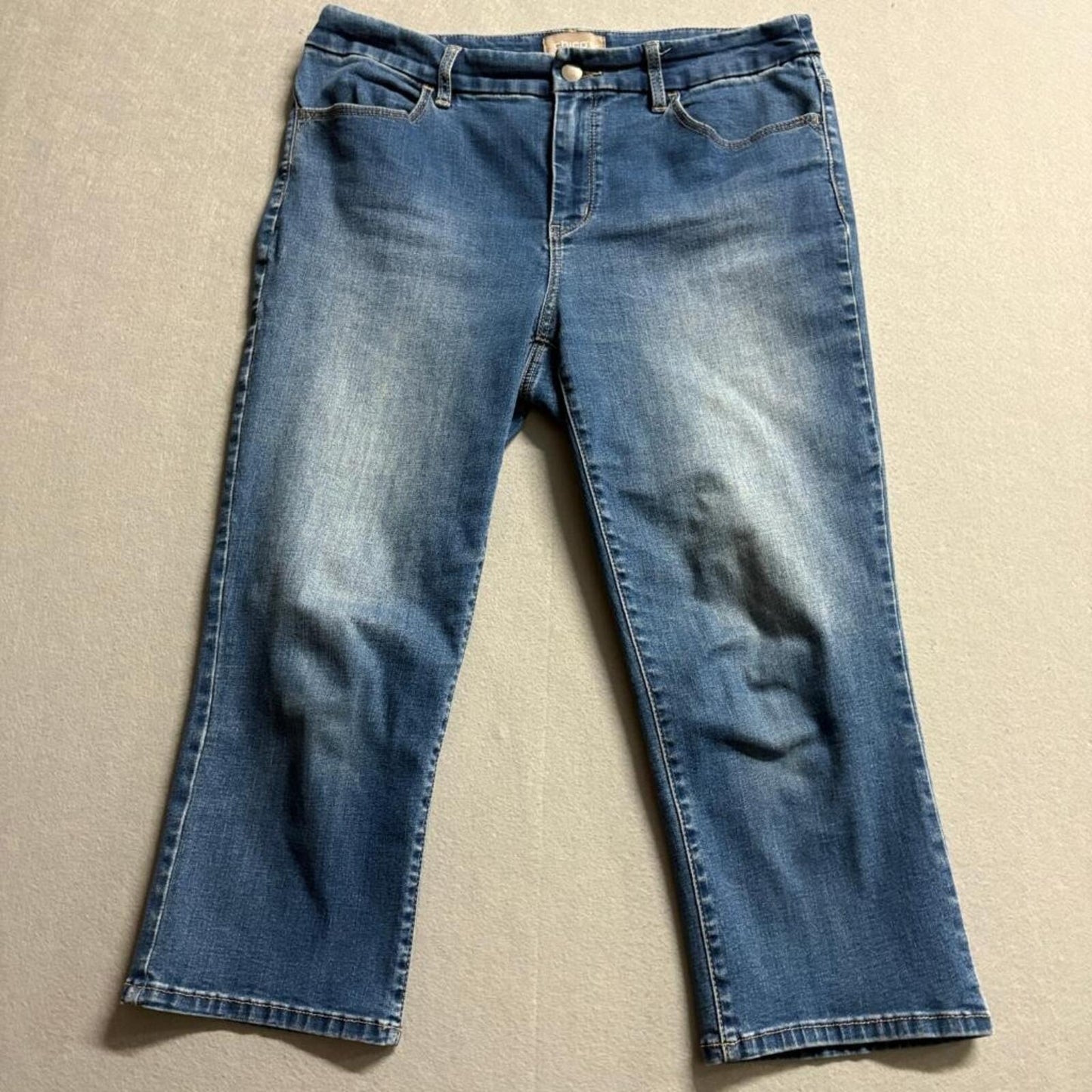 Chicos Denim Capri Jeans Womens Size 0.5 Medium Wash Stretch Cropped Blue