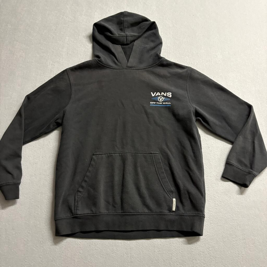 Vans Off The Wall Hoodie Mens Large Black Graphic Pullover Sweatshirt