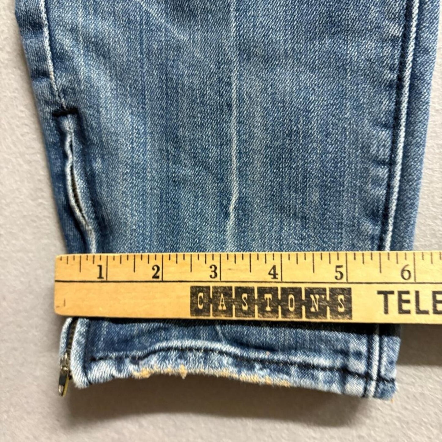 BKE Redux Skinny Crop Jeans Womens Size 30 Blue Denim Distressed Ankle Zip