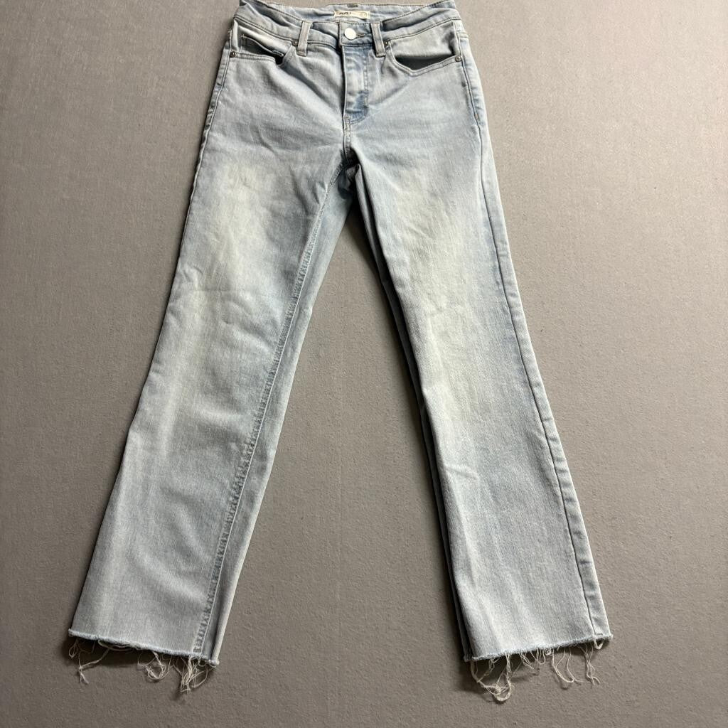 Oat New York Jeans Womens 0/25 Light Wash Raw Hem Stretch Denim Straight Leg