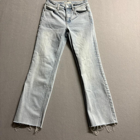 Oat New York Jeans Womens 0/25 Light Wash Raw Hem Stretch Denim Straight Leg