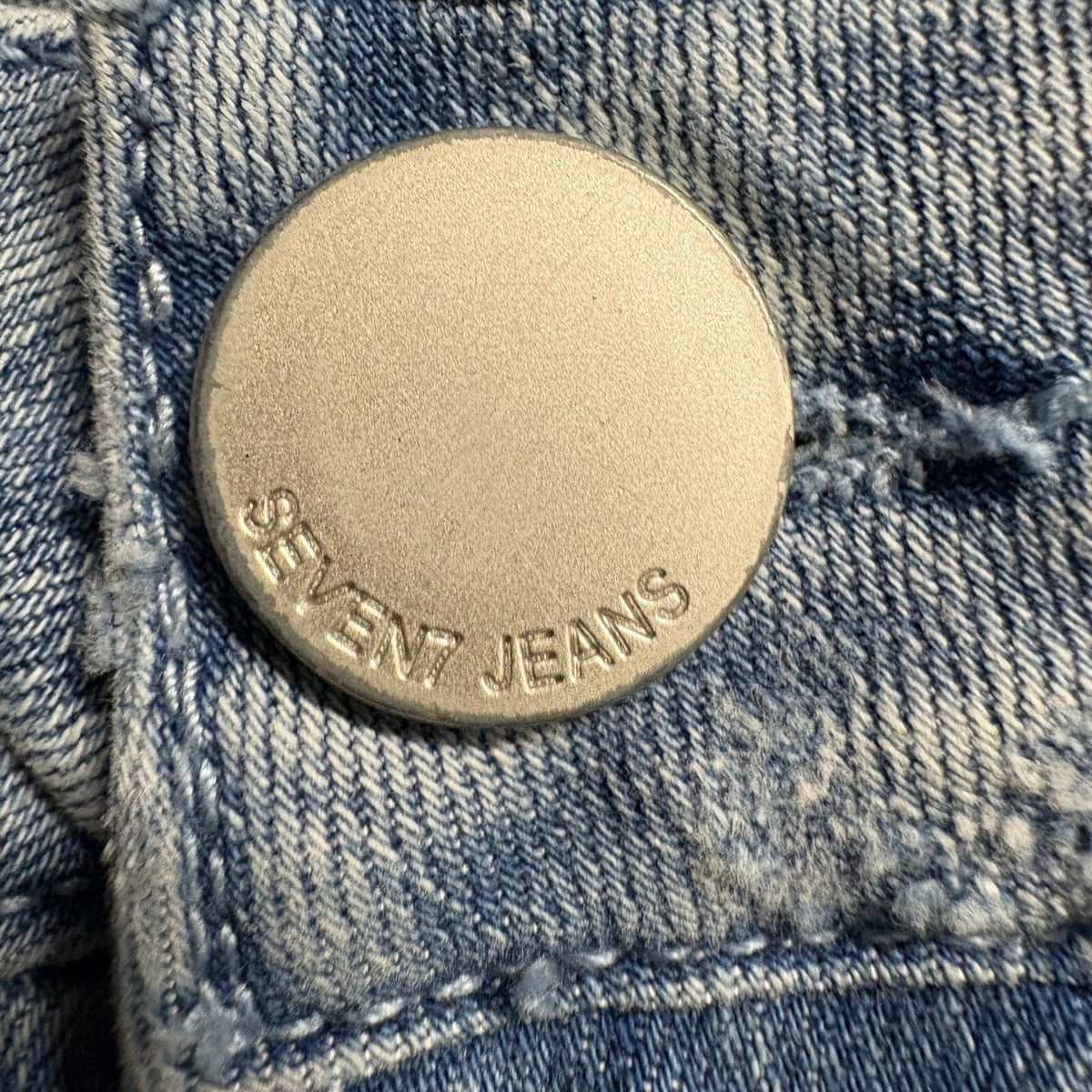 Seven7 Womens Jeans 20W Blue Denim Crop Frayed Hem Embroidered Side Stripe