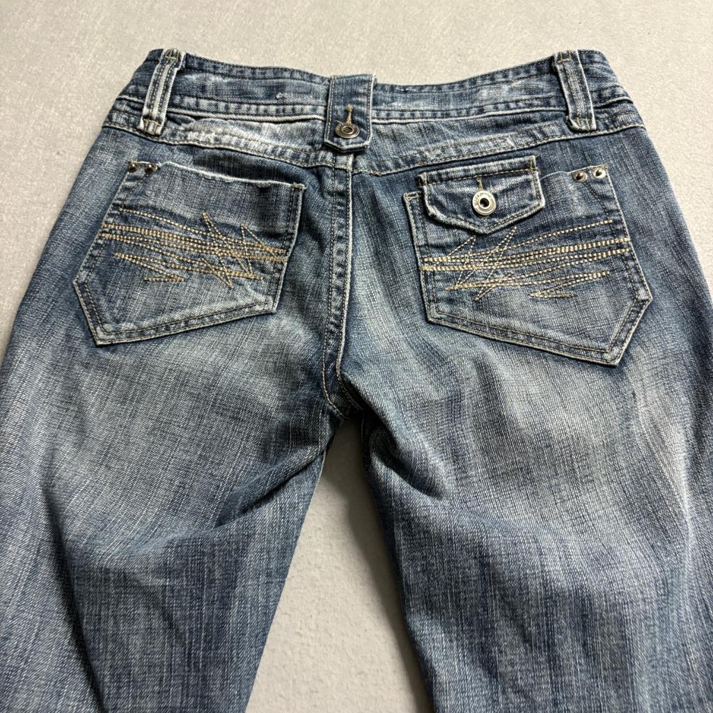 Mudd Jeans Womens Size 3 Blue Denim Low Rise Bootcut Embroidered Pockets Y2K