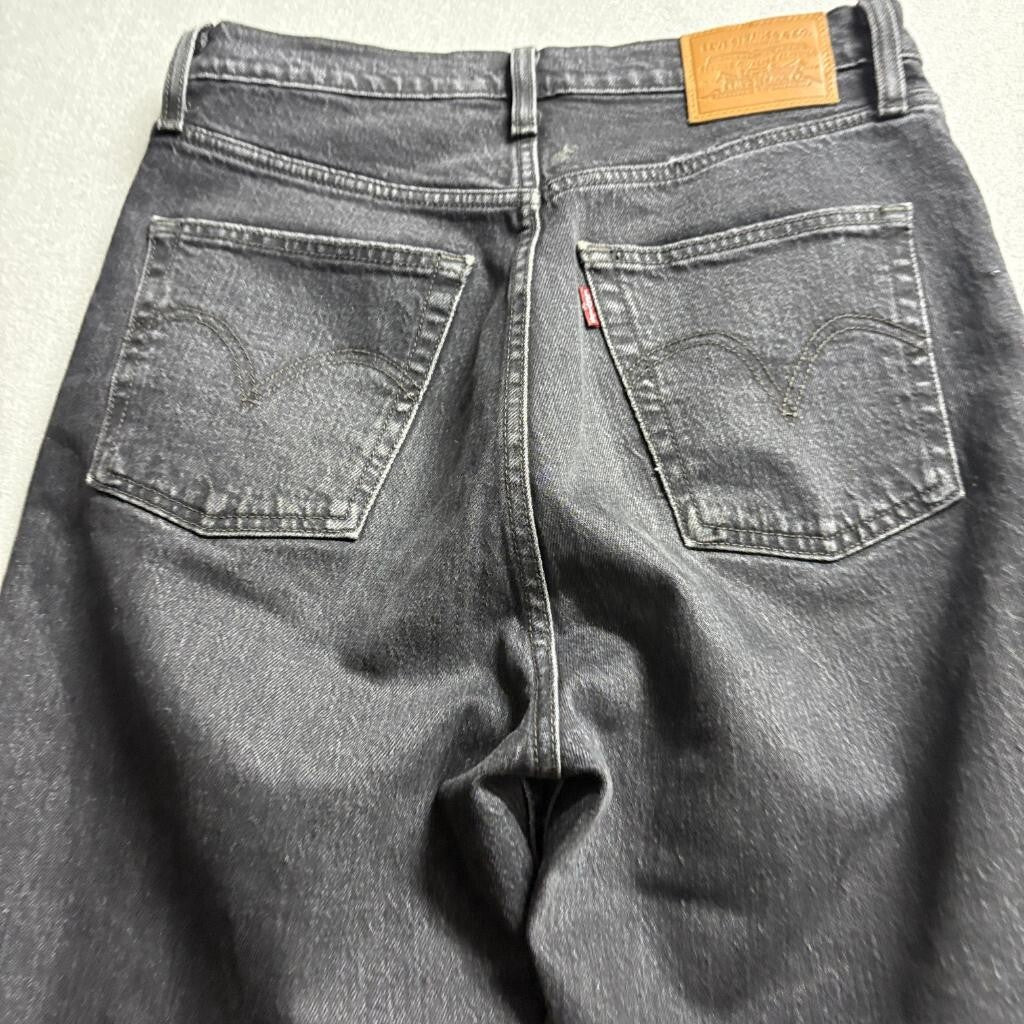 Levi's Premium Ribcage Straight Ankle Jeans Womens 28 Black Denim High Rise