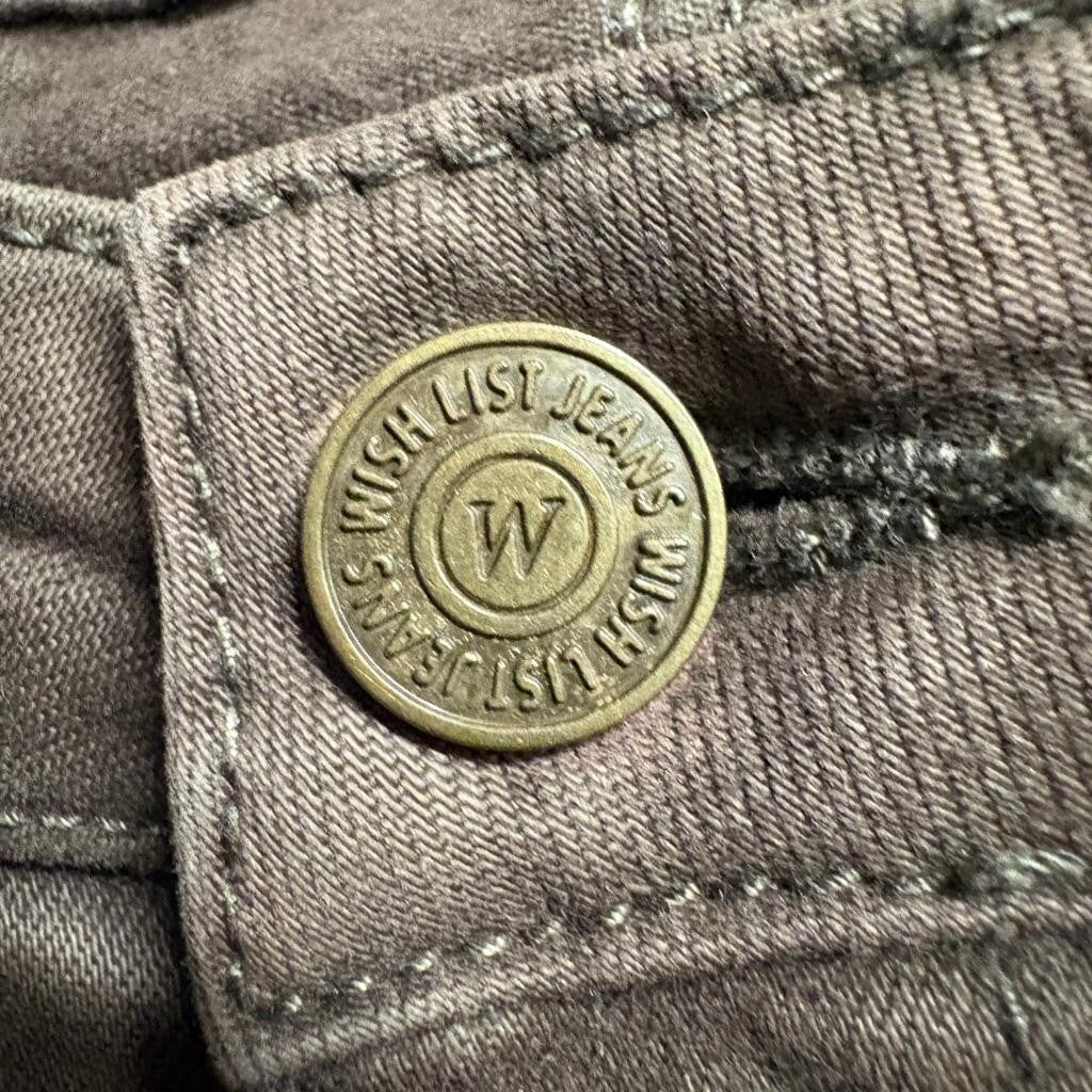 Wish List Jeans Womens Medium Olive Green Moto Skinny Ribbed Knee Pants