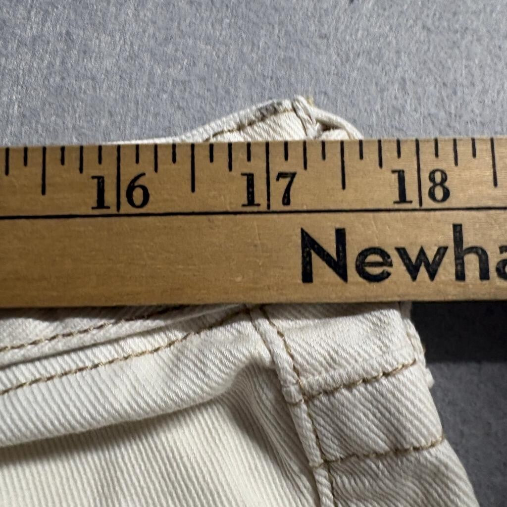 Fashion Nova Carpenter Pants Womens 13 Cream Beige Denim Utility Cargo Wide Leg