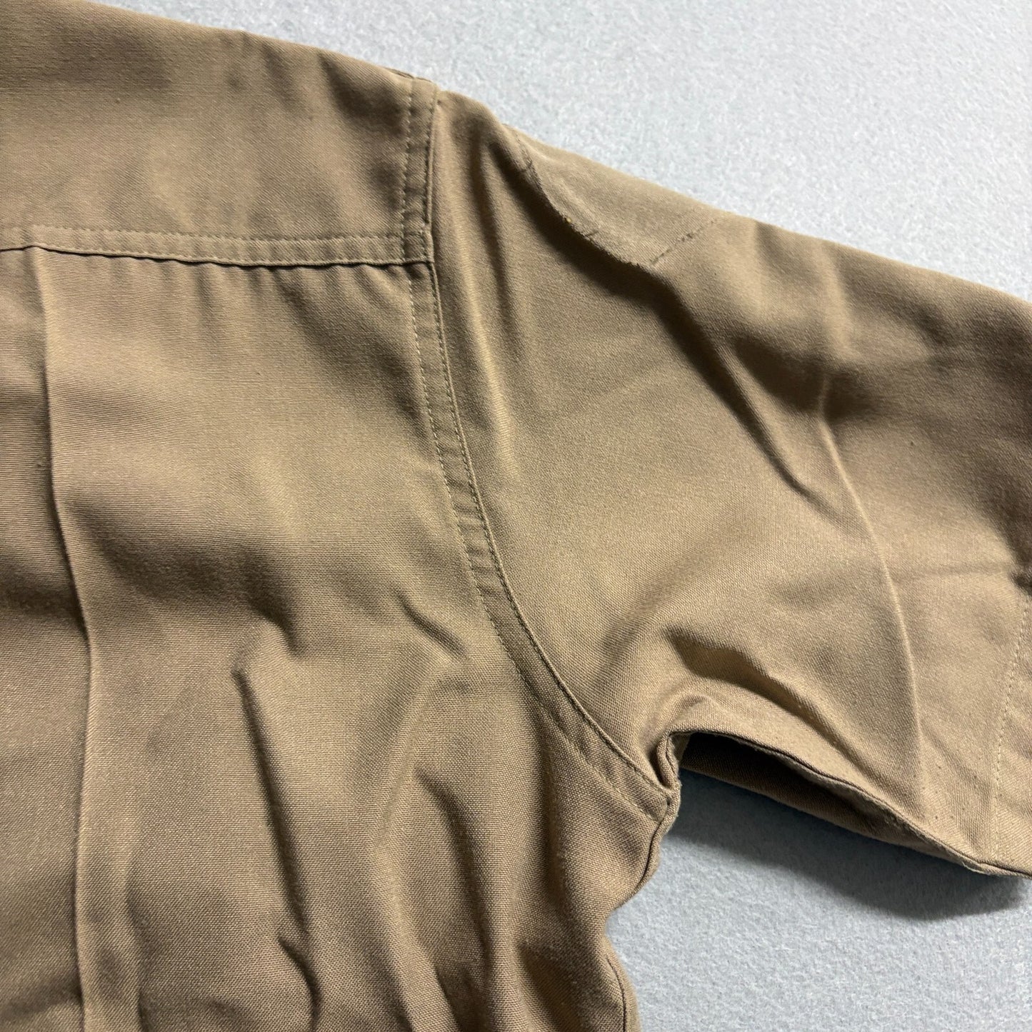 Vintage Security Uniform Shirt USA Flag Patch Khaki Tag L Fits Like L Workwear
