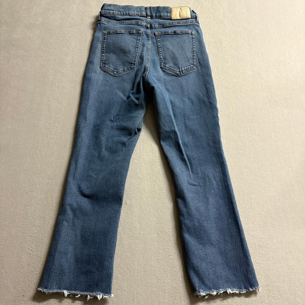Everlane The Authentic Stretch Slim Bootcut Jeans Womens 24 Blue Raw Hem Denim