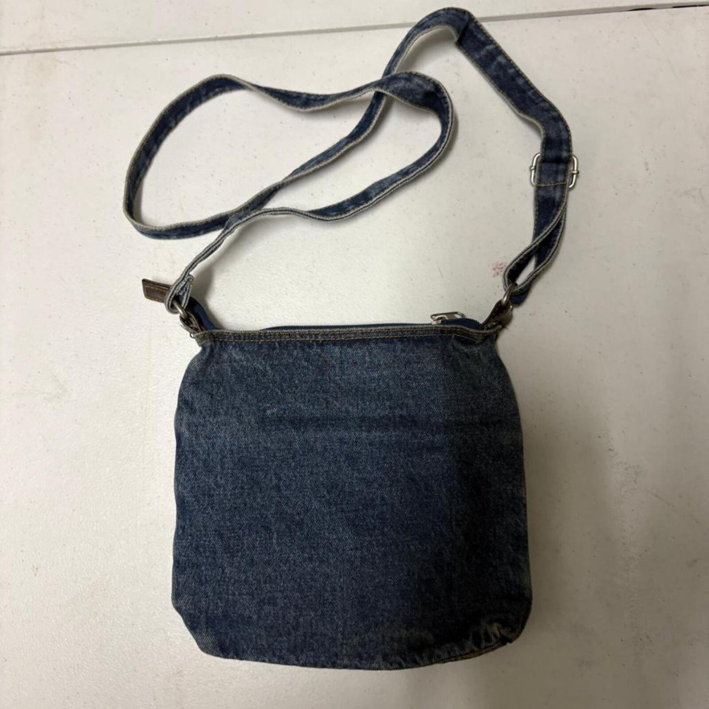 Vintage Y2K Denim Crossbody Bag Blue Jean Small Messenger Purse Faux Leather