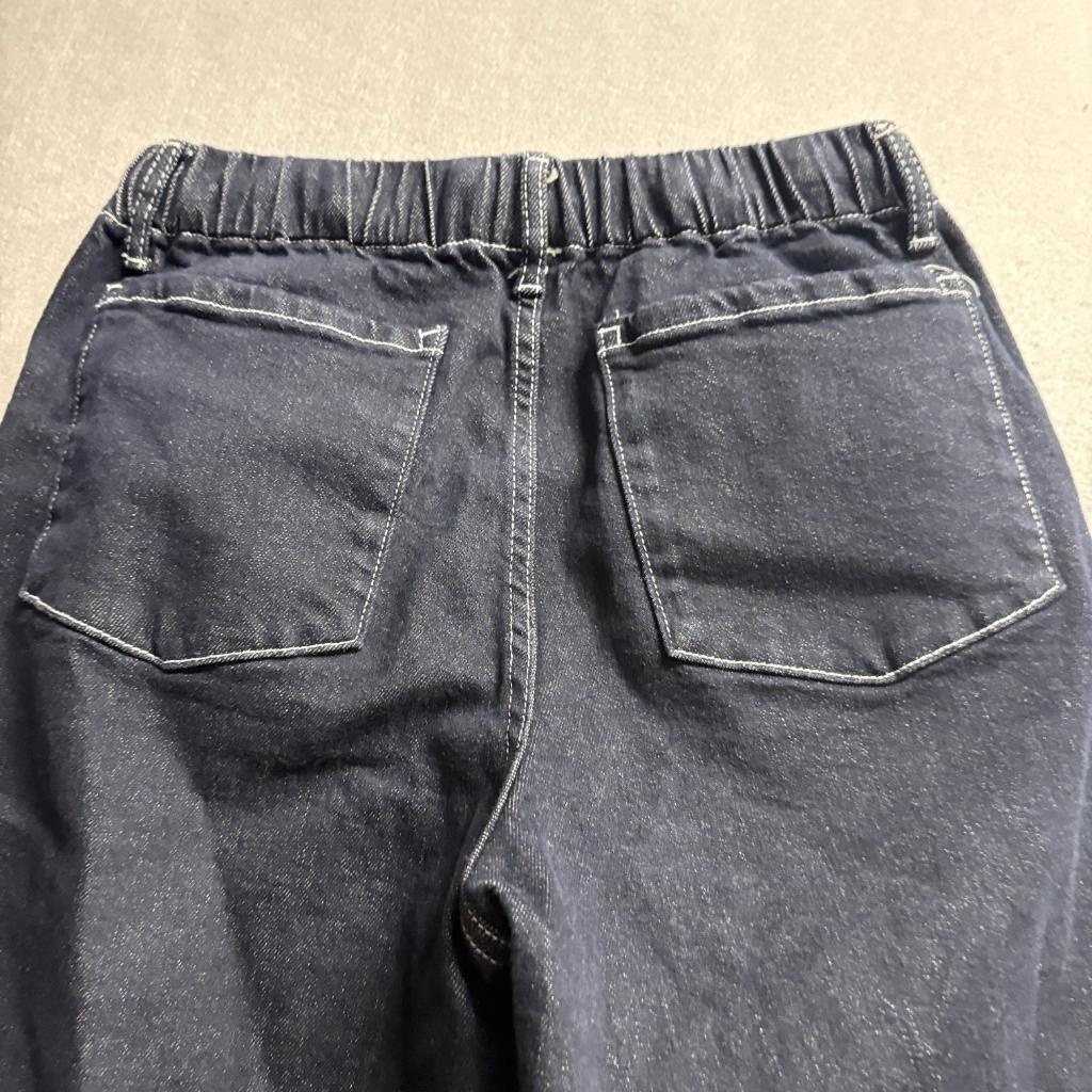 Unbranded Dark Wash Wide Leg Jeans Womens Small Drawstring Elastic Waist Denim