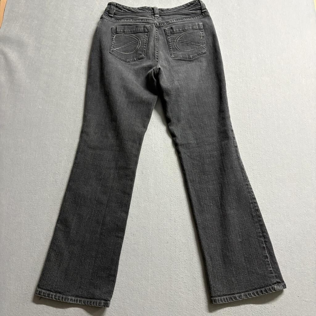 Chico's Platinum Denim Jeans Womens Size 0 Regular Gray Bootcut Stretch
