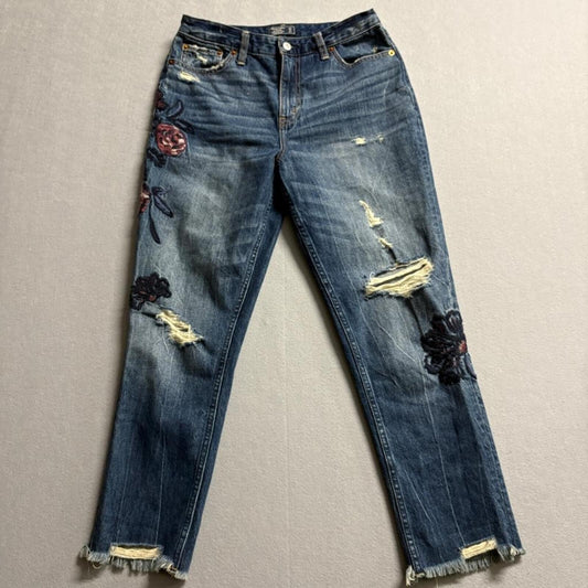 Abercrombie & Fitch Annie High Rise Girlfriend Jeans Womens 27/4 Distressed Blue