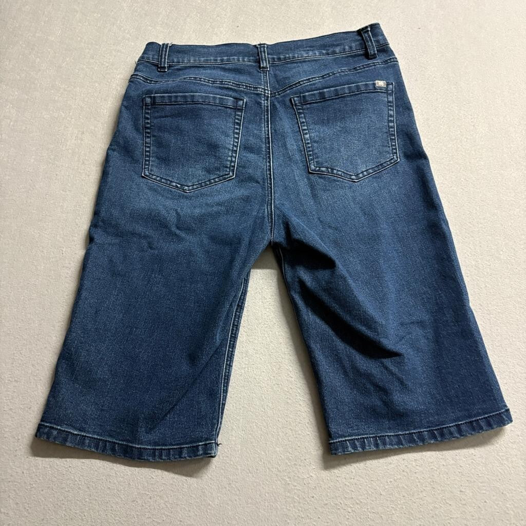DG2 Diana Gilman Denim Bermuda Shorts Womens Size 10 Blue Stretch Jean Shorts
