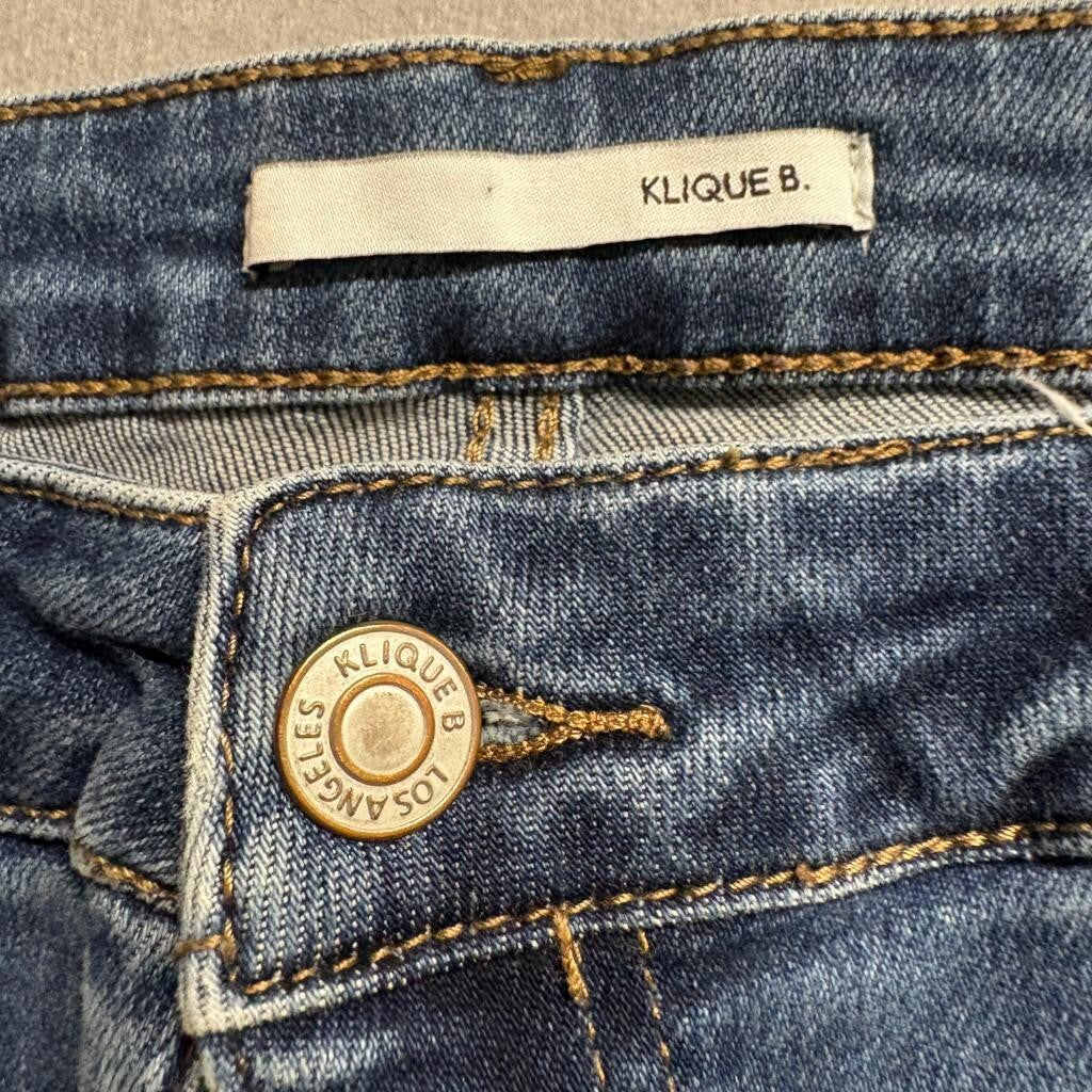 Klique B Jeans Womens 15 Blue Denim High Rise Skinny Ankle Stretch Distressed