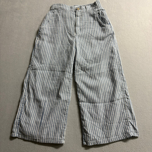 Hollister Ultra High Rise Pants Womens Small Blue White Striped Wide Leg Crop