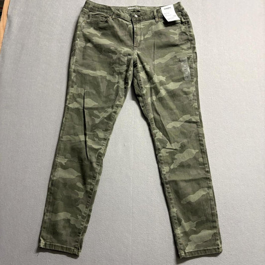 Sonoma Goods For Life Skinny Jeans Womens 16L Green Camo Mid Rise Stretch New