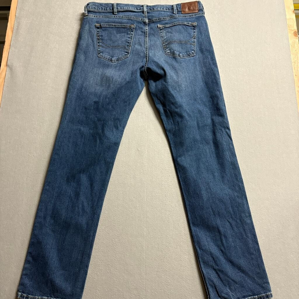 Hollister Jeans Mens 38x36 Blue Denim Distressed Straight Leg Stretch