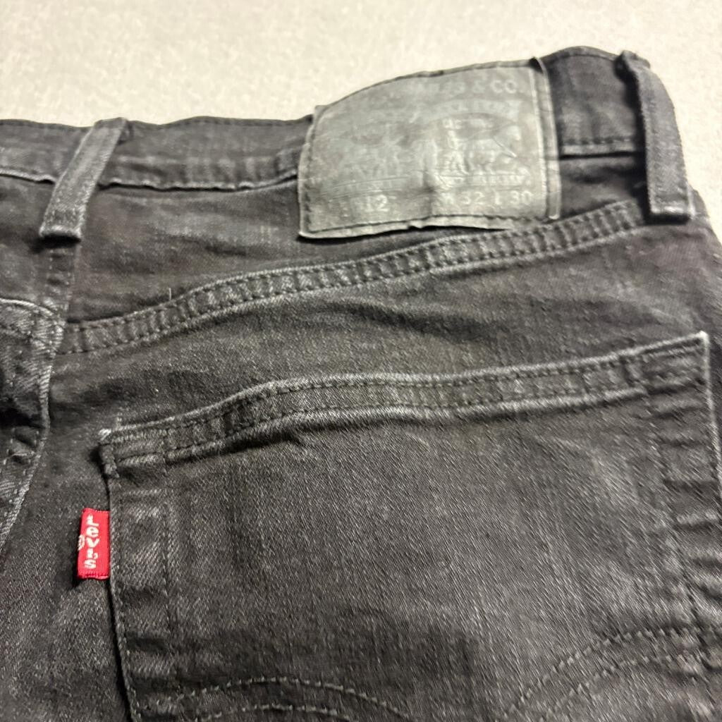 Levi's 512 Slim Taper Jeans Mens 32x30 Black Denim Stretch Pants PC9-28833-0287