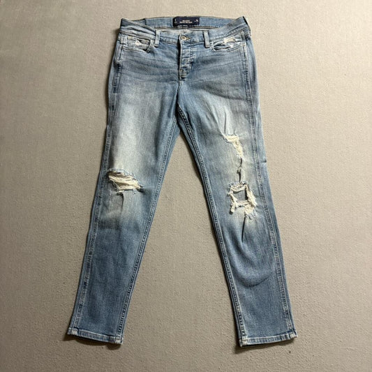 Hollister Vintage Boyfriend Jeans Womens 1 W25 Distressed Ripped Blue Denim