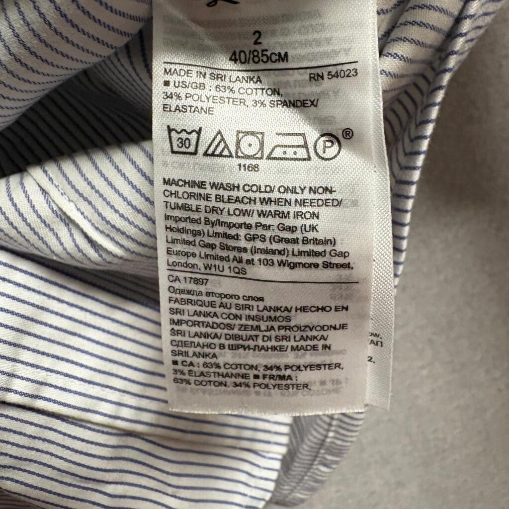 Banana Republic Riley Shirt Womens Size 2 Blue White Striped Sleeveless Tie Neck