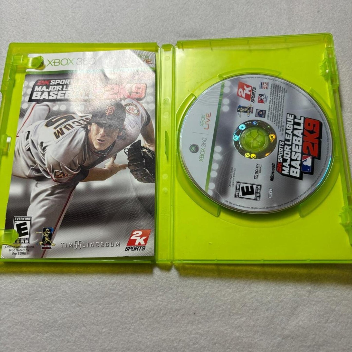 Major League Baseball 2K9 Xbox 360 Complete with Manual MLB 2K9 Tim Lincecum
