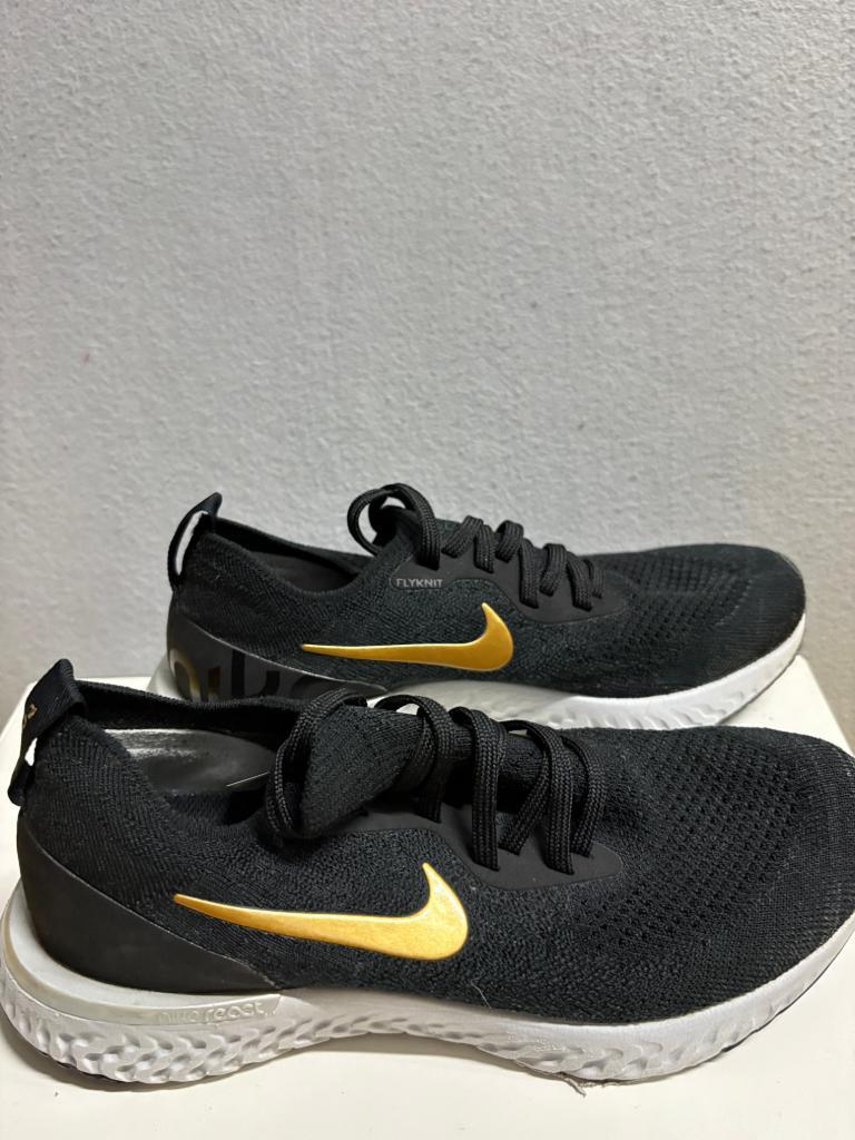 Nike Epic React Flyknit Black Gold Womens Running Shoes AQ0070-013 Size