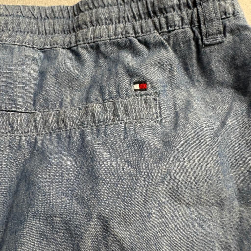 Tommy Hilfiger Pants Womens 12 Blue Cotton Chambray Drawstring Elastic Waist