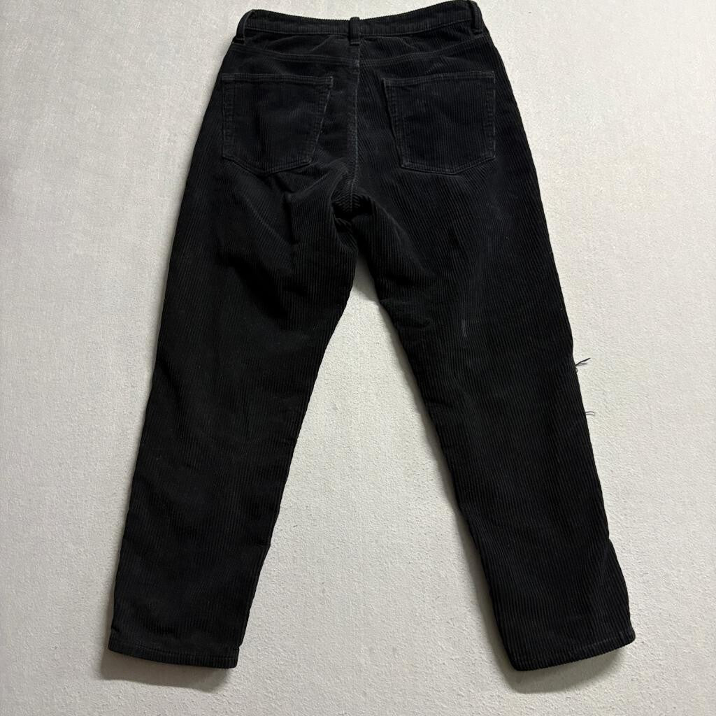 Topshop Mom Corduroy Pants Womens W28 L30 Black Distressed Ripped Knee Cord