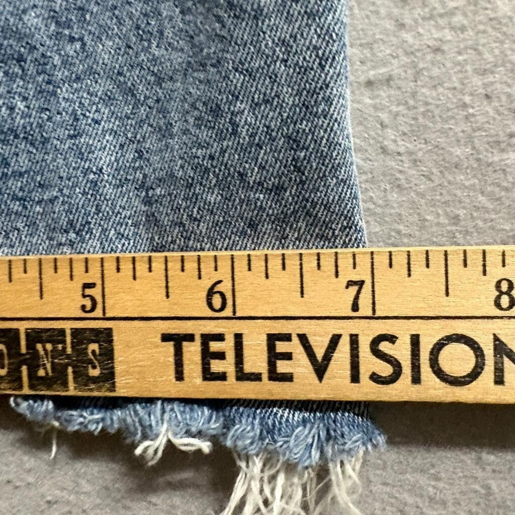 Cotton On Stretch Straight Leg Jeans Womens US 4 Blue Distressed Raw Hem Denim
