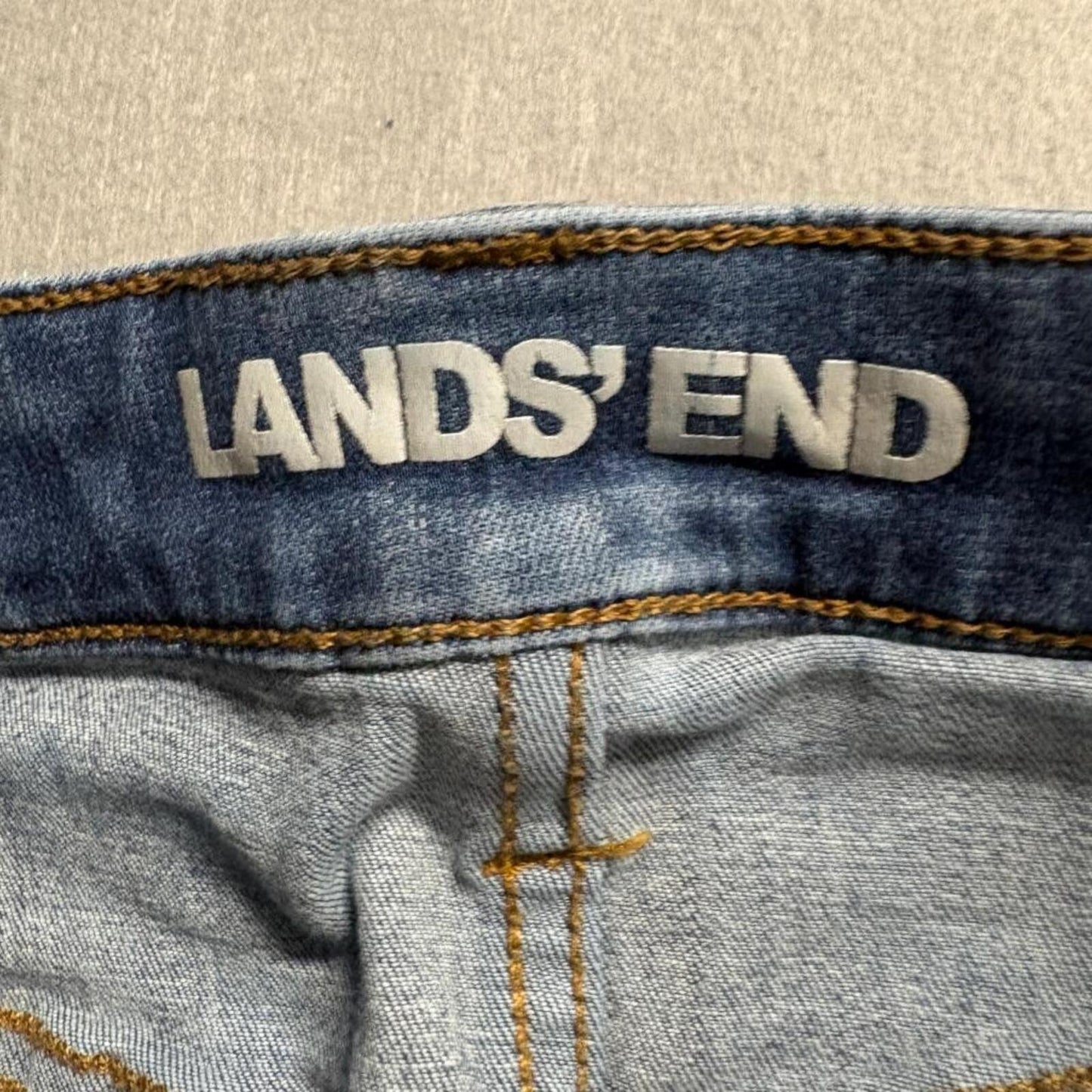 Lands End Mid Rise Curvy Bootcut Jeans Womens Size 6 Tall Blue Denim Stretch