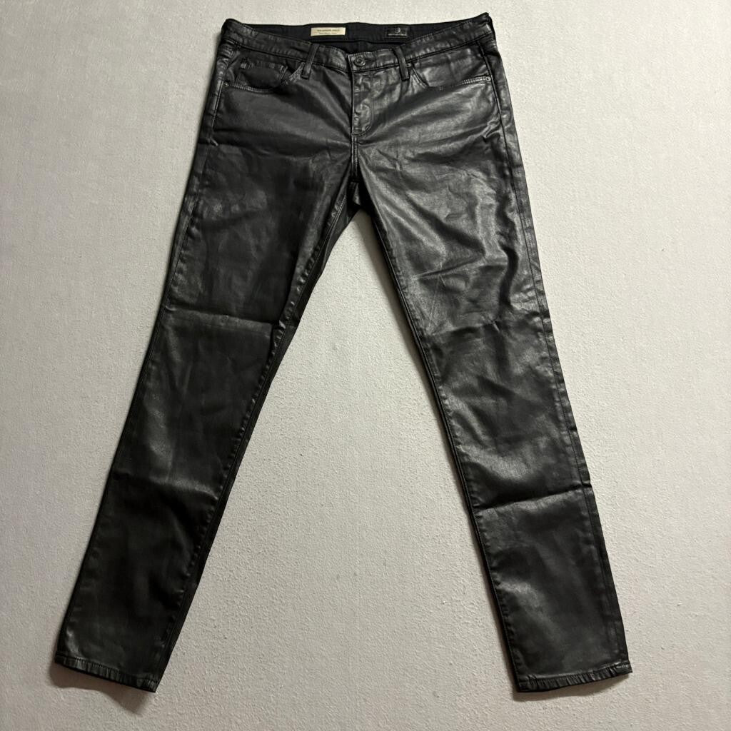 AG Adriano Goldschmied The Legging Ankle Jeans Womens 30R Black Coated Skinny