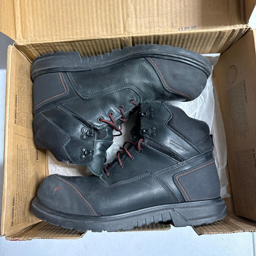 Red Wing 2400 King Toe Mens 9.5 D Waterproof Steel Toe Work Boots Black Leather