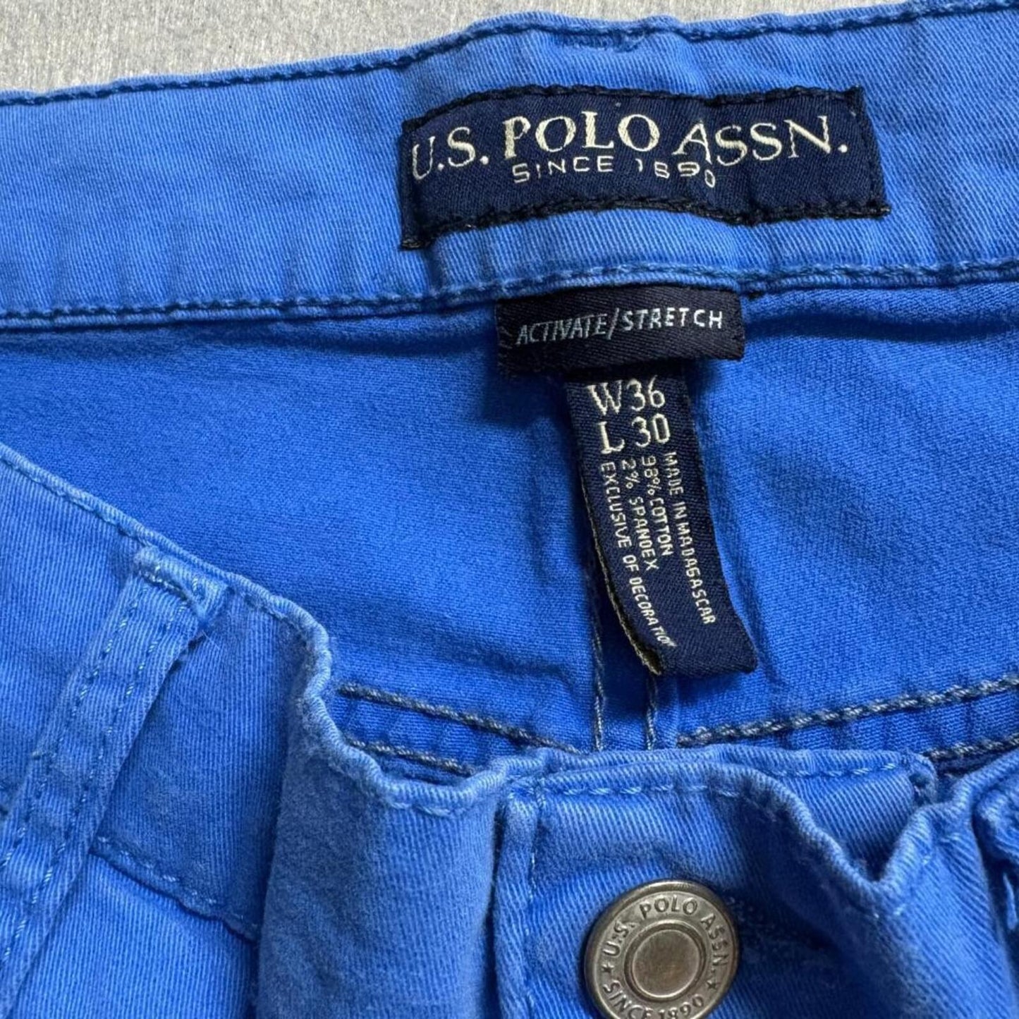 US Polo Assn Mens Jeans 36x30 Blue Denim Activate Stretch Straight Leg Pants
