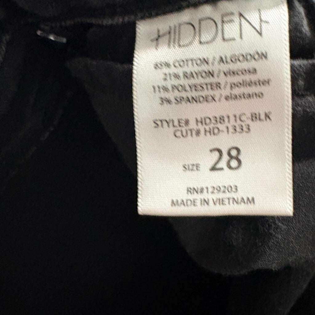 Hidden Jeans Los Angeles Womens 28 Black High Rise Button Fly Raw Hem Flare