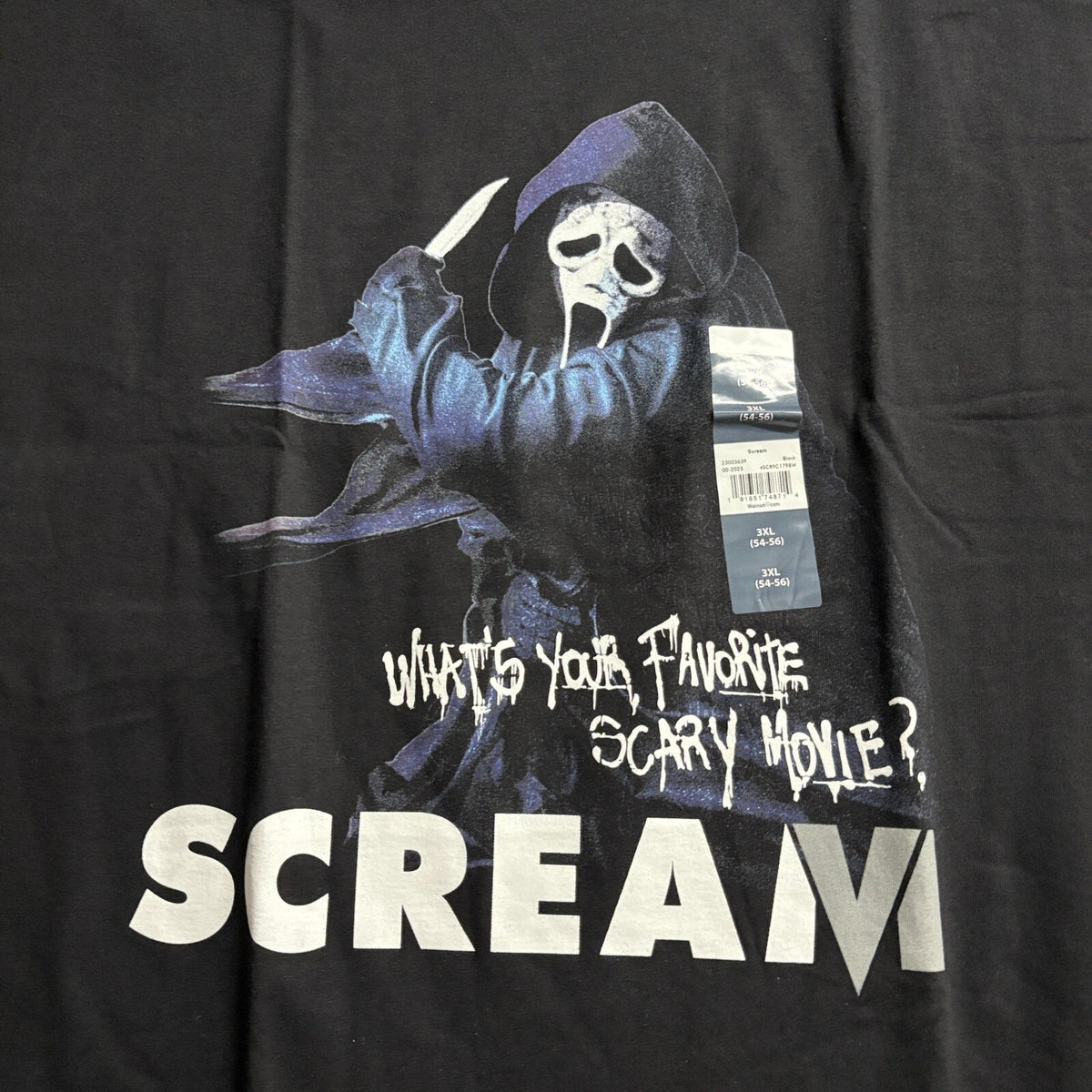 Scream Ghostface Scary Movie T-Shirt Mens 3XL Black Cotton Graphic Tee New