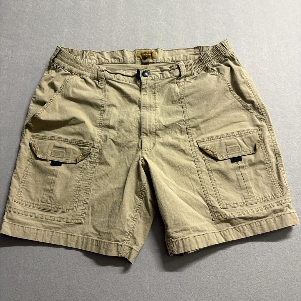 The Foundry Supply Co Mens Cargo Shorts Size 44 Tan Khaki Elastic Waist Stretch