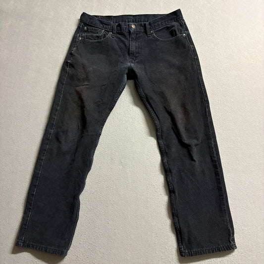 Levis 502 Mens Black Corduroy Tapered Leg Jeans W30 L30 Black Fine Cord Pants
