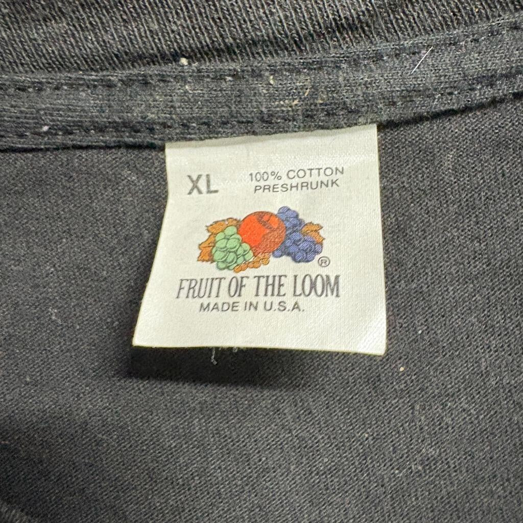Vintage 90s Fruit of the Loom Blank Pocket T-Shirt Mens XL Black Single Stitch