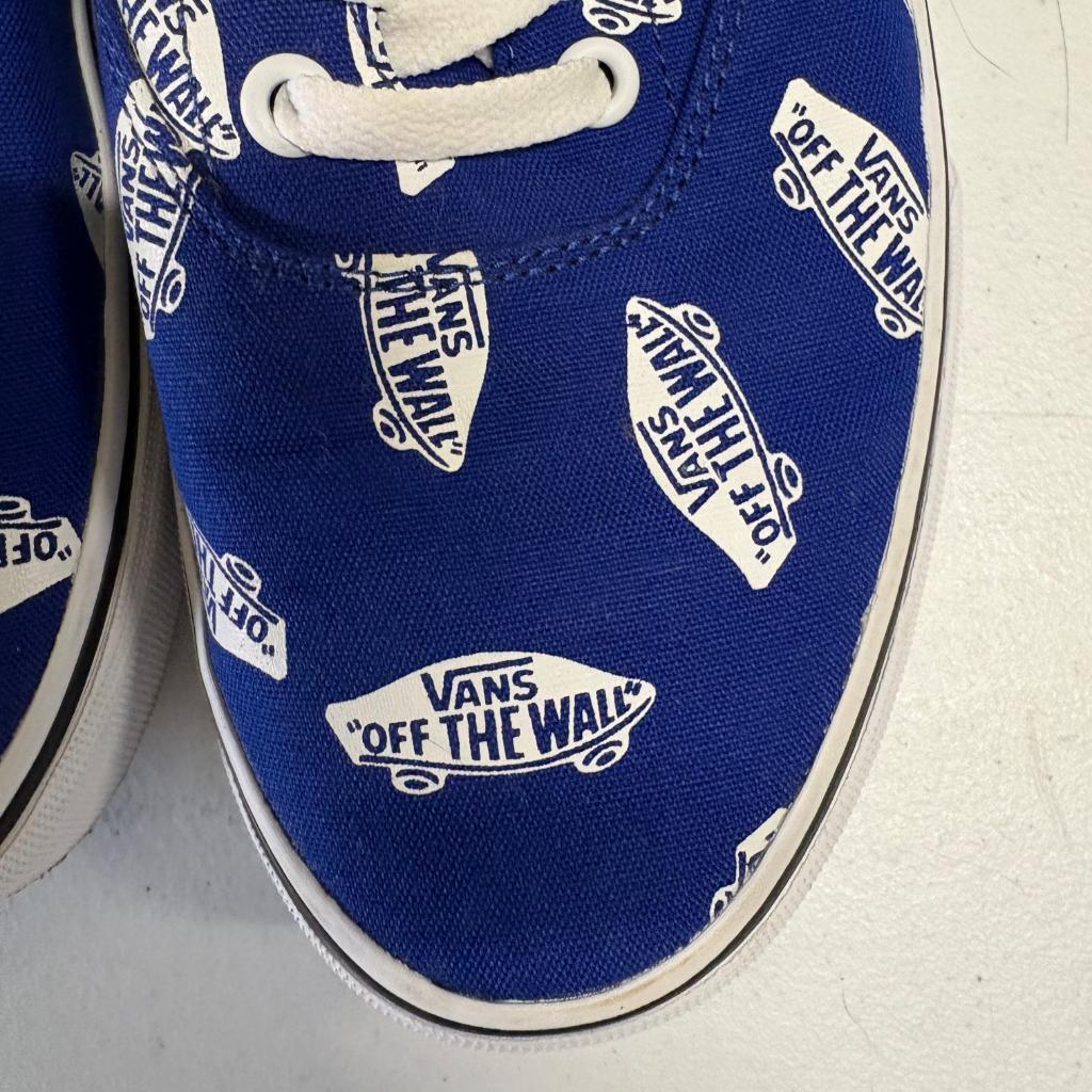 Vans Authentic Off The Wall Logo Print Blue Canvas Sneakers Mens Size 10