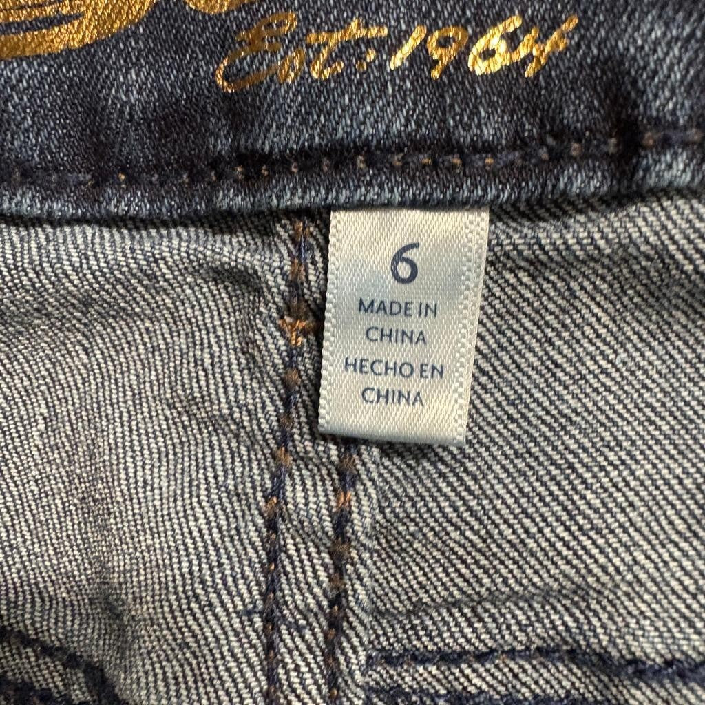 Seven7 Weekend Slim Fit Jeans Womens Size 6 Blue Denim Frayed Hem Stretch