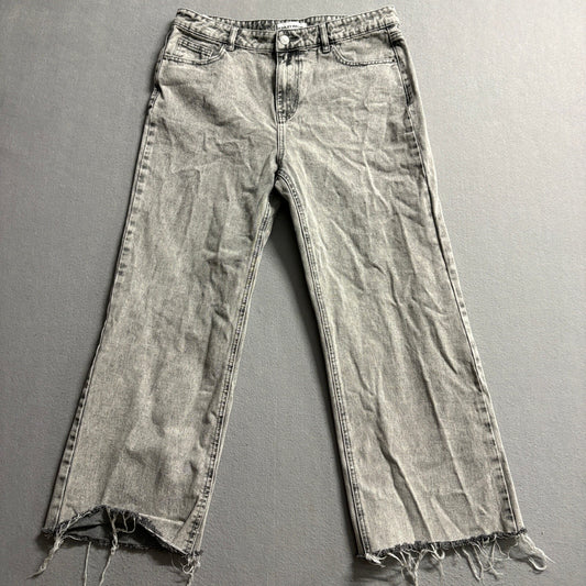 Ashley Mason High Rise Wide Leg Acid Wash Jeans Womens Size 7/28 Gray Cherry