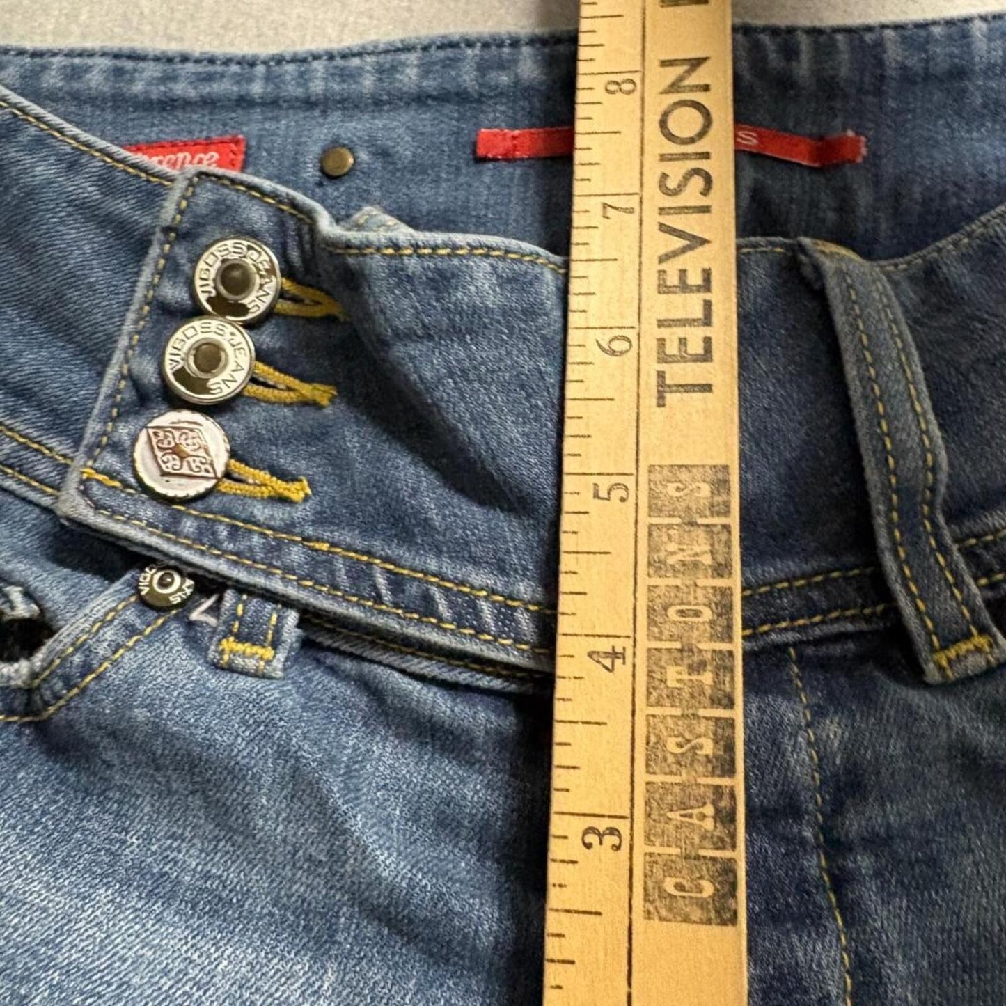 Vigoss Florence Bootcut Jeans Womens Size 0 Blue Denim Low Rise Stretch P1373J