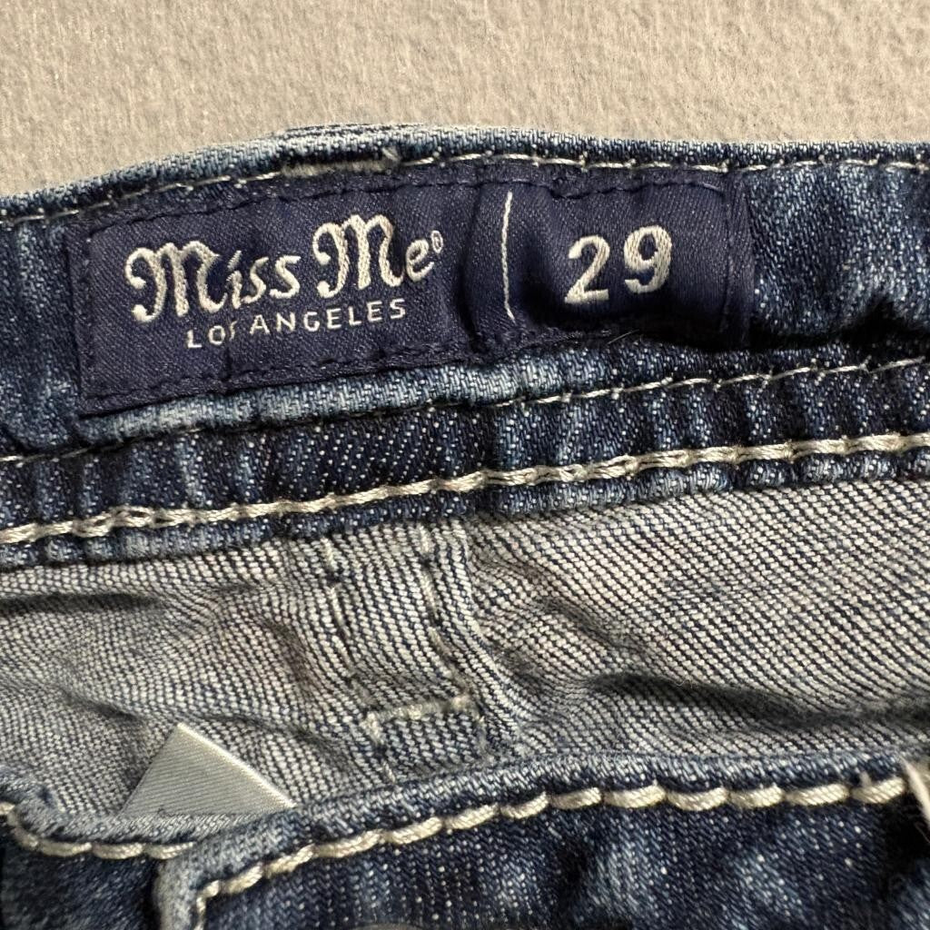 Miss Me Low Rise Skinny Jeans Womens 29 Blue Distressed Sequins J3608S2R