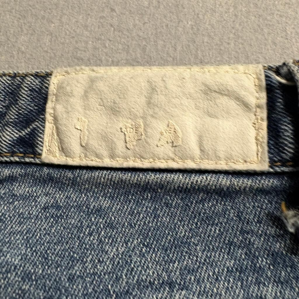 A.P. Studio Womens Jeans Size 1 Blue Denim Raw Frayed Hem Straight Leg Korea