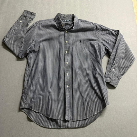 Ralph Lauren Blake Shirt Mens Large Blue White Striped Button Down Cotton