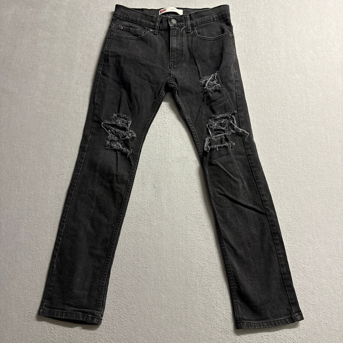 Levis 511 Slim Jeans Mens 28x28 Black Distressed Ripped Denim Pants 16 REG